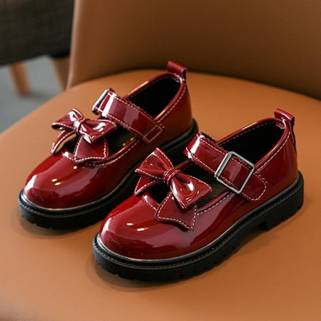 

〖Yilirongyumm〗 Baby Shoes Single Shoes Dance Baby Princess Girls Kid Bowknot Soft Leather Children Baby Shoes