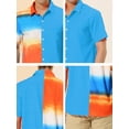 thumbnail image 6 of INSPIRE CHIC Men's Printed Button Down Short Sleeve Pocket Patchwork Shirts L Blue, 6 of 6