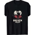 thumbnail image 1 of Broken Heart Slightly Elastic - Round Neck, Short Sleeved, Regular Fit, Knitted Fabric Suitable For All Seasons, With Digital, 1 of 5