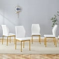 thumbnail image 2 of Luxury White PU Leather Dining Chairs Set of 4, Modern Gold Metal Legs, Ergonomic Stripe Backrest, Comfortable &amp; Durable for Dining Room, Kitchen, Living Spaces, 2 of 26