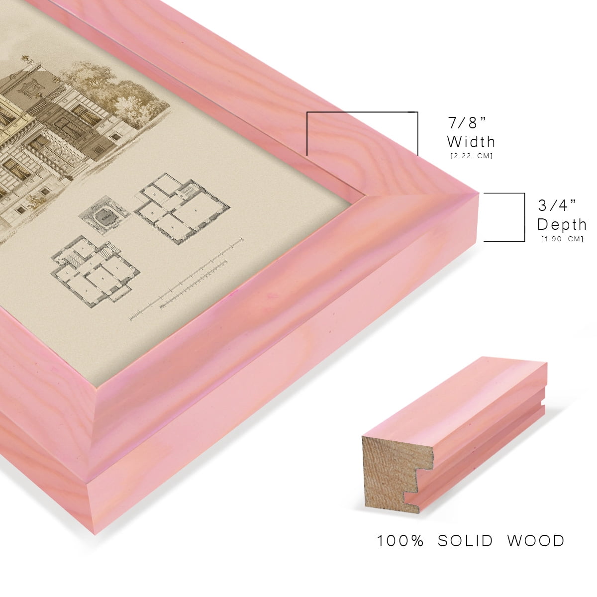 Estate and Plan III -Framed Print w/glass-Sunset Pink