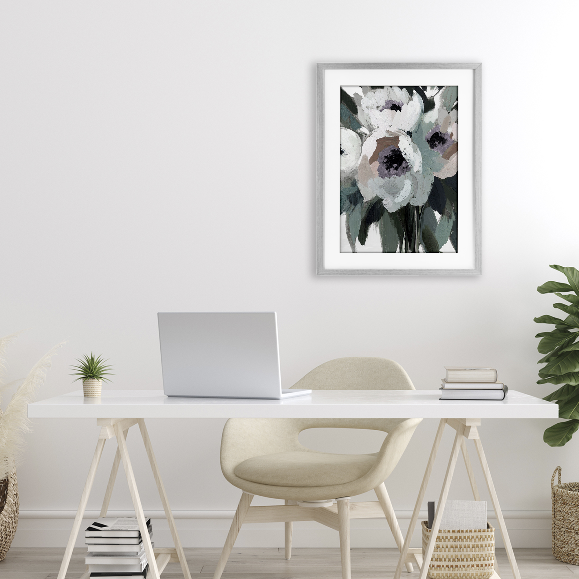 The Absence of Sorrow Gray Framed Print Under Glass, design by Annabelle Hall