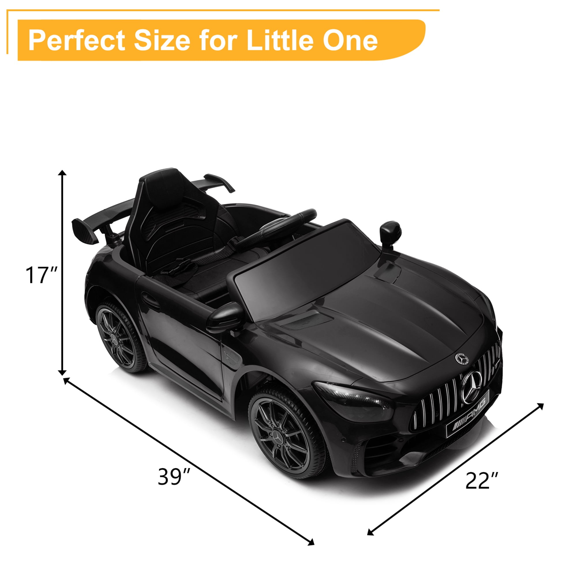CIPACHO Electric Cars for Kids, 12V Battery Powered Ride On Car with Remote Control, LED Lights, MP3 Player, 3 Speeds, Best Gift for Boy, Girls, Black