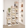 thumbnail image 4 of Hzuaneri 10-Tier Vertical Shoe Rack, Tall Shoe Organizer with 2 Hooks, Wooden Shoe Tower for Entryway, Hallway, Closet Space Saving, Free Standing, White Gold, 4 of 8
