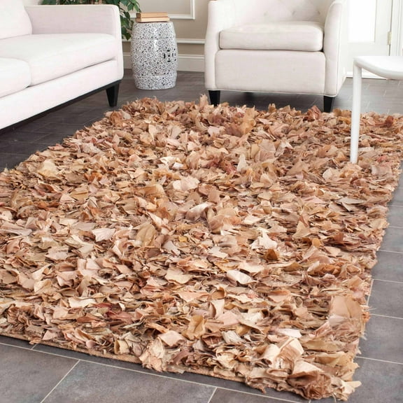 SAFAVIEH Rio Cassandra Confetti Polyester Shag Area Rug, Natural/Multi, 6' x 9'
