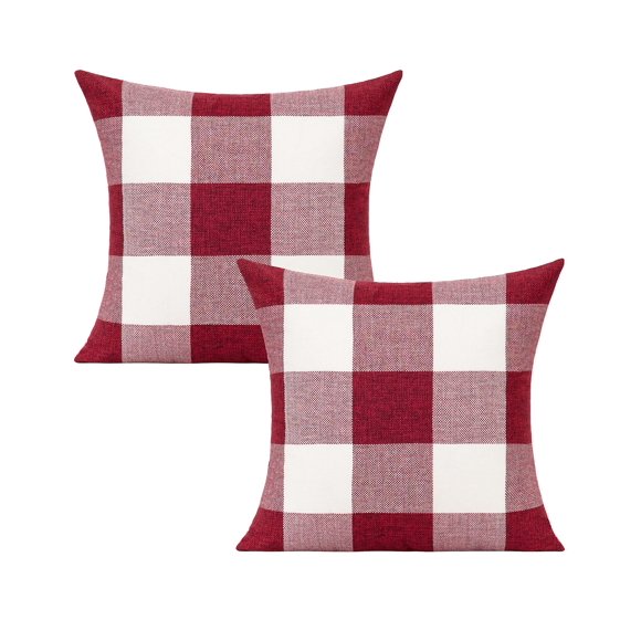 Fundas decorativas para almohadones VAKADO 50x50cm cuadros rojos y blancos estilo búfalo