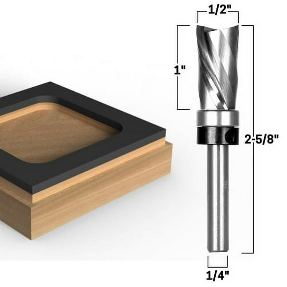 Top Bearing Downcut Ultra-Performance Flush Trim Router Bit 1" H X 1/2" D - 1/4" Shank - Yonico 32204q