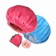 thumbnail image 1 of wonima11 2Pcs Luxury Satin lined Shower Cap for Women Waterproof, Adjustable Shower Caps Baths Cap Reusable, Extra Large, Double Layers, Reversible Elastic Bath Cap (Rose red+Blue), 1 of 1