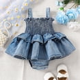 thumbnail image 2 of HNMKIU Girls Bodysuits for Baby Girls Denim Romper Dress with Adjustable Straps and Snap Closure for Daily Casual Wear Spring Summer Bodysuit Outfit Navy,12-18 Months, 2 of 6