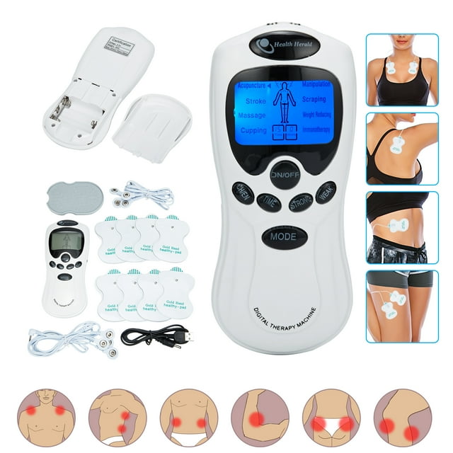 Electronic Pulse Massage Neck and Back Massager Muscle Stimulator - Therapy Pulse Electrical Massager Electronic Body Massage Device, Digital Tens Unit 8 Modes 8 Pads Pain Relief Machine