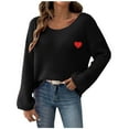thumbnail image 2 of Heisall Womens Sweaters Autumn Winter Loose Solid Color Knit Long Sleeve Round Neck Casual Tops, 2 of 7