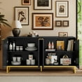 thumbnail image 2 of LUCKYELF Sideboard Buffet Cabinet, Fluted Accent Cabinet with Adjustable Shelves, Storage Cabinet for Kitchen, Black, 2 of 8