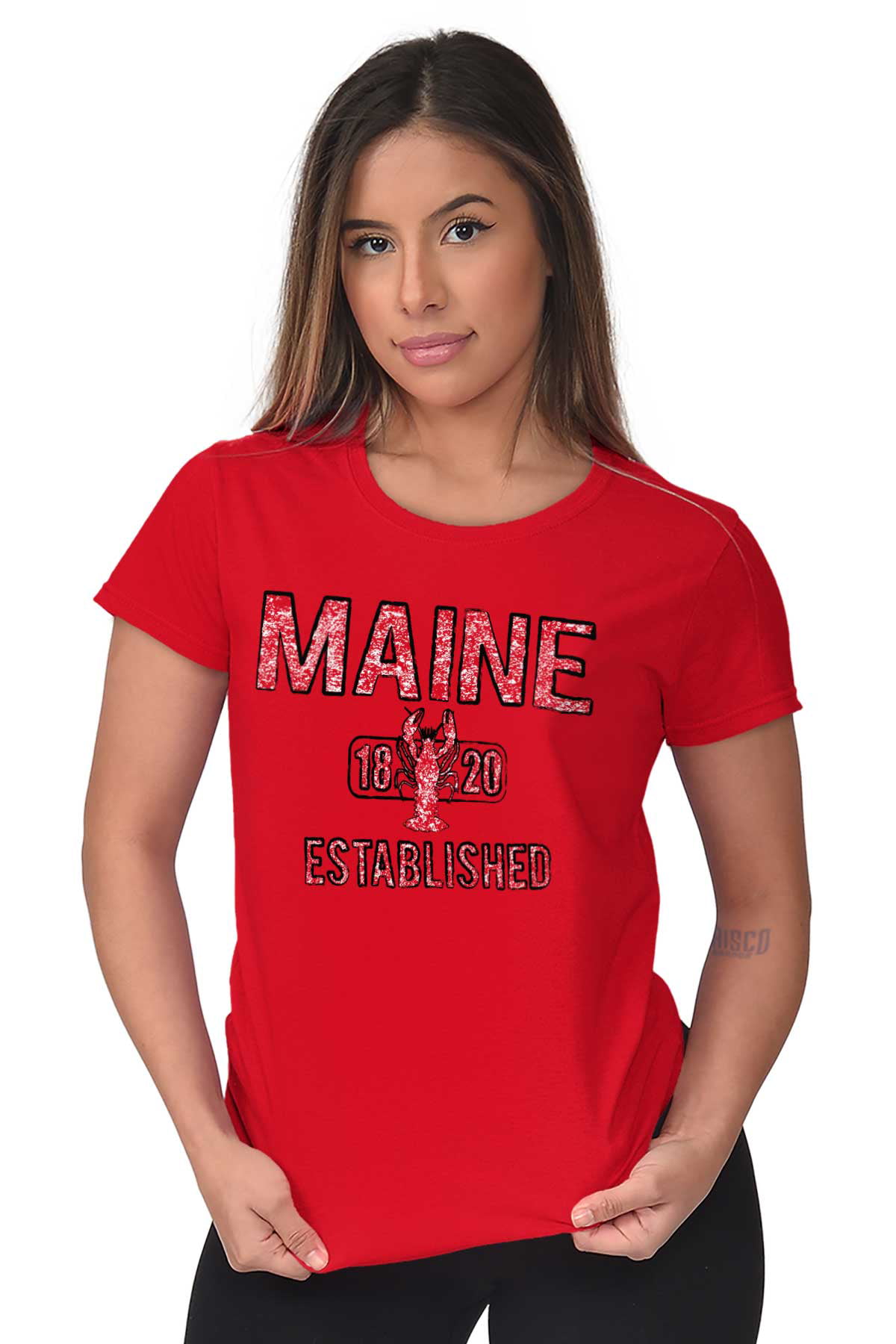 Ladies Maine State Shirt Athletic Wear USA T Novelty Gift Ideas Junior VNeck Tee