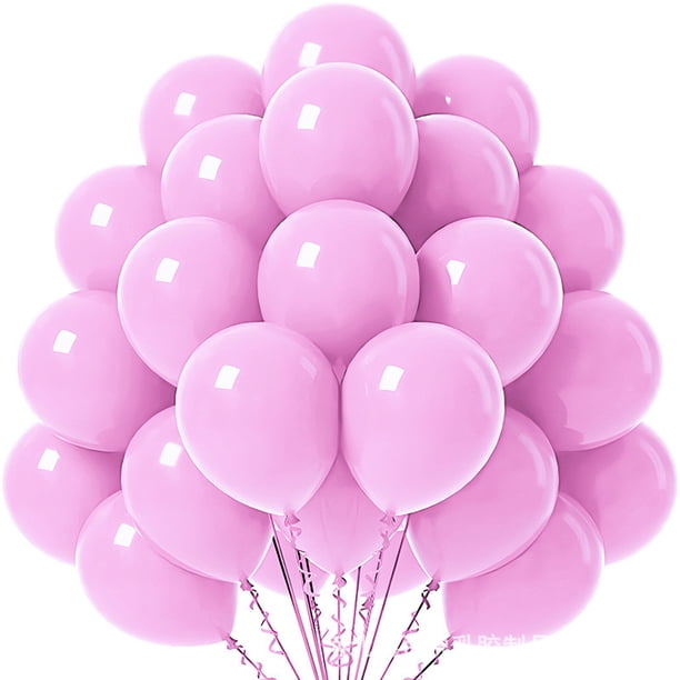 Xiao Hua Globos de látex de helio de 10 pulgadas, serie Macaron, 60 unidades, para fiestas, cumpleaños, graduaciones, baby showers, béisbol, fiestas náuticas, bodas, decoraciones, color rosa.