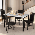 thumbnail image 6 of MIERES Dining Table Set for 4 ，Kitchen Table with Modern Faux Marble Tabletop and 4 Leather Upholstered Chairs, Dining Table for Apartments, Kitchens, Dining Rooms, Breakfast Nooks, 6 of 7