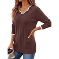 thumbnail image 3 of Fantaslook Color Block Sweaters for Women V Neck Pullover Lightweight Sweaters Long Sleeve Tops Fall Fashion Clothes, 3 of 7
