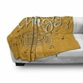 thumbnail image 3 of Enjoy the Little Things Soft Flannel Fleece Blanket, Retro Radio Playing Music with Hand Drawn Calligraphy, Cozy Plush for Indoor and Outdoor Use, 50" x 70", Marigold Black and Cream, by Ambesonne, 3 of 6