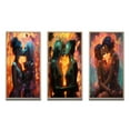 thumbnail image 2 of Designart "Passionate Kiss Retro Portrait of Lovers V" Couple Framed Wall Art Set Of 3 - Yellow Glam Frame Gallery Wall Set For Home Decor, 2 of 6