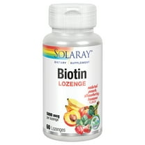 Solaray Biotin 5000 mcg | Natural Peach, Strawberry, Banana Flavor | Healthy Hair, Skin & Nails Support | 60 Lozenges