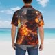 thumbnail image 4 of Fotbe Western Fire Cowboy Camisa Hawaiana para Hombre Unisex – Camisa Casual de Verano con Botones de Manga Corta de Algodón y Lino,Large, 4 of 7