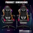 thumbnail image 3 of Czlolo RGB LED Massage Gaming Chair, Ergonomic High Back Reclining Computer Chair with Footrest & Lumbar Massager, Gray for Adults, 3 of 8