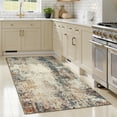 thumbnail image 4 of RUG ROBOT 3'x5' Area Rugs for Entryway, Non-Slip Washable Throw Rug, Indoor Soft Modern Abstract Distressed Door Mat for Bedroom, Dining Room, Balcony, Terrace, Terracotta/Blue, 4 of 10