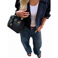 thumbnail image 2 of Jackets for Female CasualLoose Comfy Utility Style Button Up Large Lapel Cropped Jacket Female Navy Blue M, 2 of 7