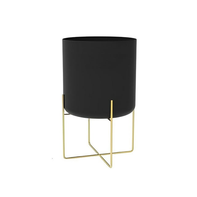 Cateissary Soporte dorado para plantas con maceta, estante de lujo ligero a la moda, tipo de suelo, soporte para suculentas, maceta grande de Metal para Jardín y Patio Negro Cateissary HA083862-01