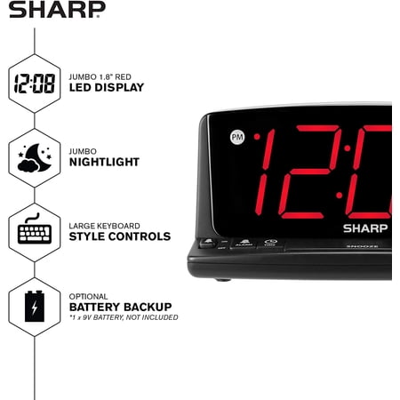 PYAN-LED Digital Alarm Clock – Simple Operation - Easy to See Large Numbers, Built in Night Light, Loud Beep Alarm with Snooze, Bright Big Red Digit Display