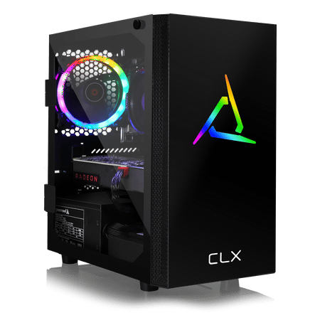 CLX SET Gaming PC - AMD Ryzen 5 3600X 3.8GHz 6-Core, 16GB DDR4 2666, Radeon RX 5700 XT 8GB, 480GB SSD + 2TB HDD, WiFi, Black Mini-Tower RGB, Windows 10 Home