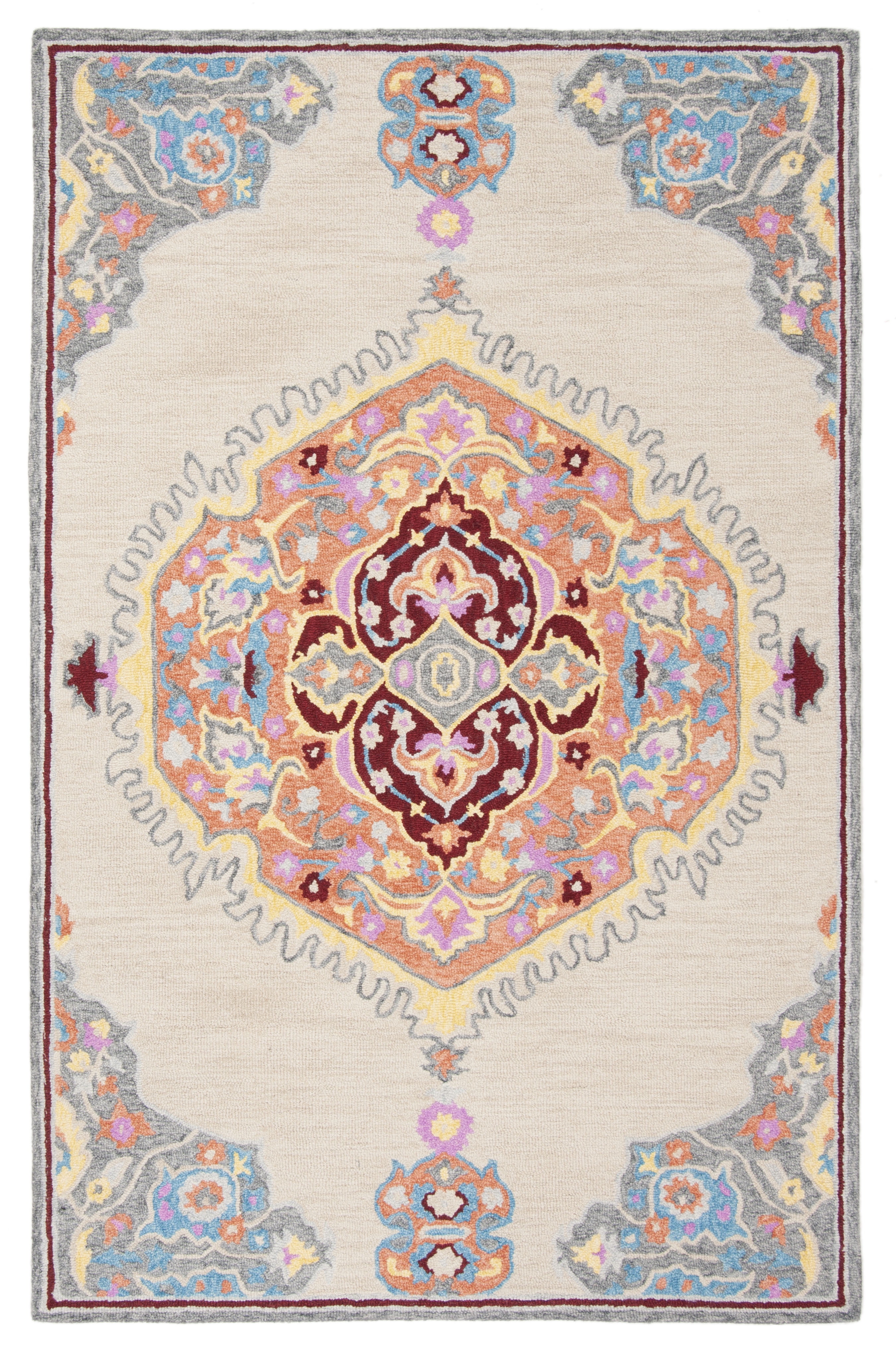 SAFAVIEH Micro-Loop Bosworth Floral Medallion Area Rug, Beige/Orange, 8' x 10'