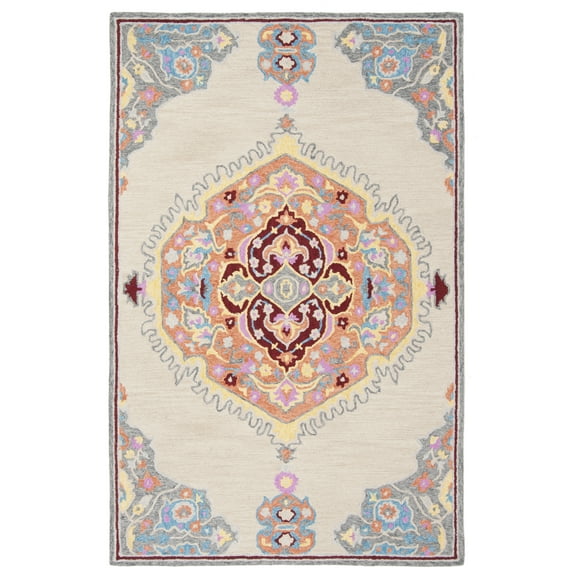 SAFAVIEH Micro-Loop Bosworth Oriental Area Rug, Beige/Orange, 5' x 8'