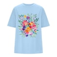 thumbnail image 5 of Graphic Tees for Women T-Shirts Women's Oversized Top Loose Short Sleeve T Shirt Style for Everyday Comfort and Casual Blue S, 5 of 5