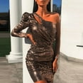 thumbnail image 1 of WILLBEST Robe avec Soutien-Gorge Intégré Robe Aguichant à une Épaule Ajustée à Sequins, 1 of 8