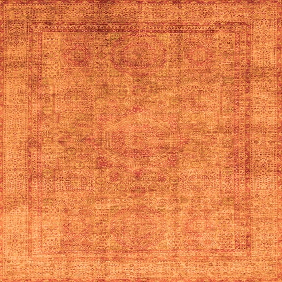 Ahgly Company Indoor Square Abstract Orange Modern Area Rugs, 4' Square
