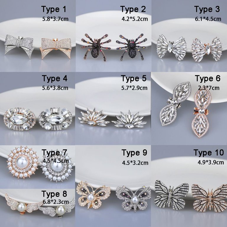 Bag Pendant Wedding Accessories Rhinestone Shoes Clamp Shiny Clips Shoe  Decorations Clip Charm Buckle GOLD TYPE 8 