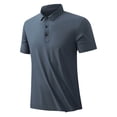 thumbnail image 2 of Pounoo 2024 New Mens T-Shirts Loose Men's Summer Solid Button Daily Casual Outdoor Shirt/T-Shirt Comfortable Lapels Blue Top Summer Father Day Gift, 2 of 4