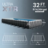INTEX Ultra XTR Rectangular Outdoor Metal Frame Pool Set with Sand ...