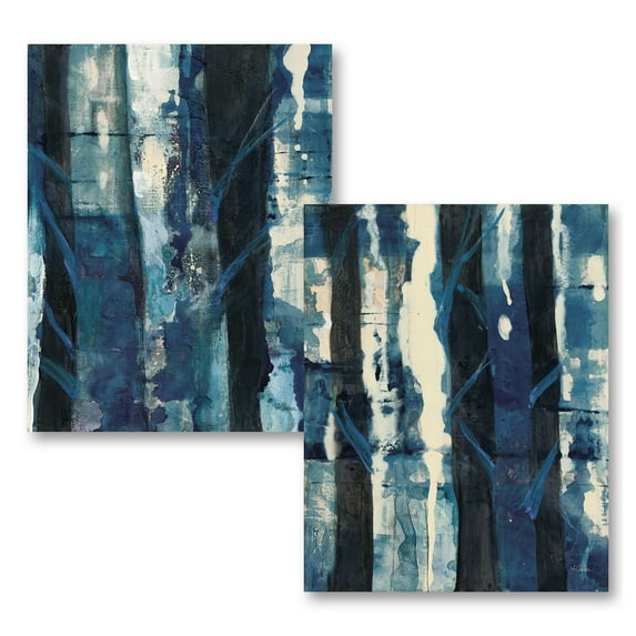 Gango Home Decor Contemporary Deep Woods I & II Indigo by Albena Hristova (Printed on Paper); Two 16x20in Fine Art Paper Giclee Prints