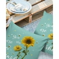 thumbnail image 2 of Pack of 2 Outdoor Pillow Covers, You Are May Sunshine Sunflower Teal Green Waterproof Square Throw Pillowcase Cushion Decorative Pillow Covers for Couch Patio Tent, 24x24 in, 2 of 6