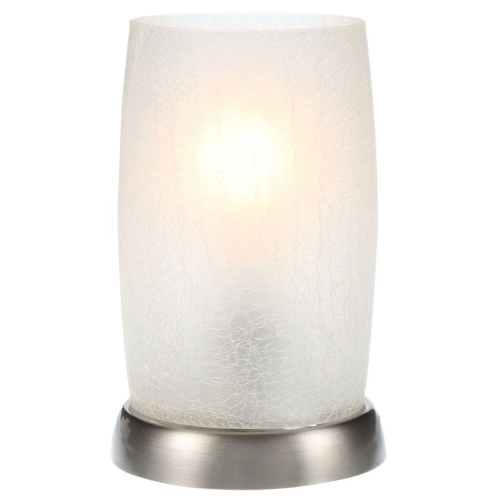 Hampton Bay 8 5 In Brushed Nickel Accent Lamp With Frosted Led Glass Shade New Open Box Com Brushed Nickel Accent Lamp, Hampton Bay Floor Lamp Replacement Globe