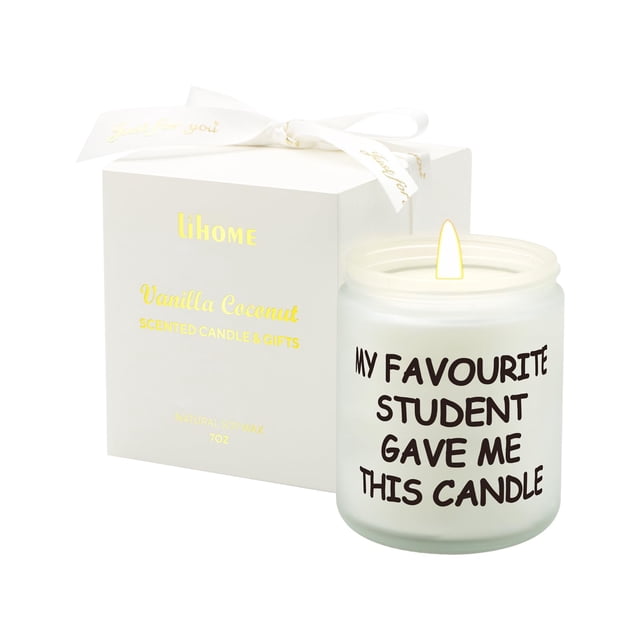 Candle Lihome, aroma a vainilla y coco, regalo para profesores, 198 g
