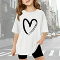 thumbnail image 2 of AWZXDE Kids Girls Letter Printed Short Sleeve T Shirt Oversized Casual Crewneck Tee With Heart Design For Valentine Day girls t shirts White，11-12 Years, 2 of 6