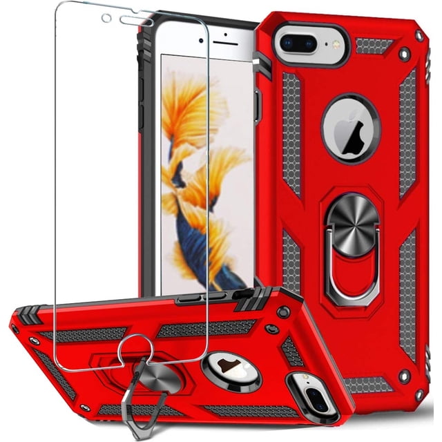 Funda para iPhone 8 Plus Folmeikat de 5.5" con anillo rojo
