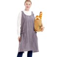 thumbnail image 1 of DELANTAL Delantales grandes de talla grande para mujer con bolsillos Algodón Lino Hornear Cocina Cocinar Gris liso, 1 of 5