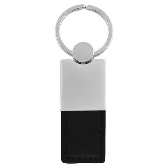 Plain Duo Rectangular Leather Key Chain (Black)