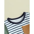 thumbnail image 6 of FEORJGP Toddler Baby Boy Summer Daily Outfits Infant 6M 1T 2T 3T 4T Short Sleeve T-Shirt Crew Neck Shirt Striped Print Tops + Pocket Drawstring Shorts Set Loose Casual 2Pcs Clothes, 6 of 9