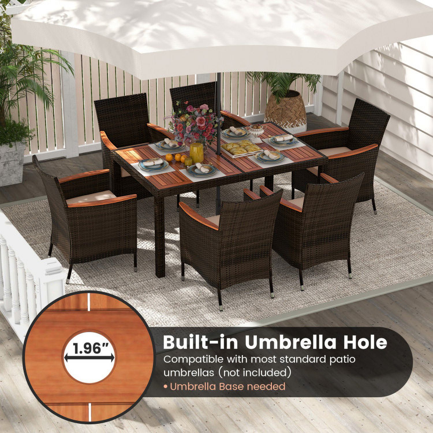 Aimee Lii 7 Pieces Garden Dining Patio Rattan Set with Cushions for Backyard, Outdoor Patio Furniture Aimee Lii 7 Pieces Garden Dining Patio Rattan Set with Cushions for Backyard, Outdoor Patio Furniture