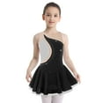 thumbnail image 2 of LiiYii Kids Girls Shiny Rhinestone Ballet Leotard Dress Figure Ice Skating Dress Mesh Splice Lyrical Black 10, 2 of 7