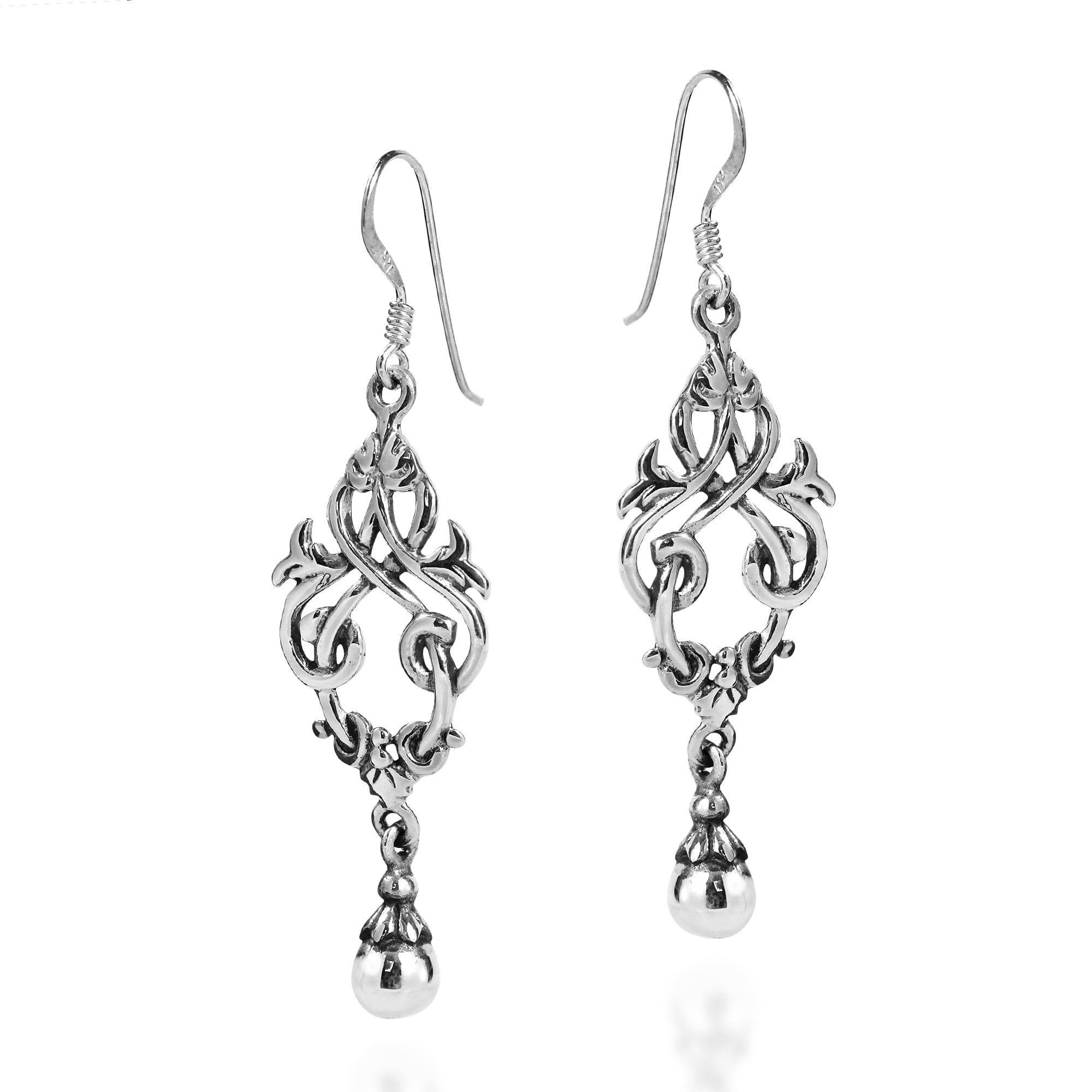 Gorgeous Chandelier Celtic Knots Ball Drop .925 Sterling Silver Dangle Earrings | Earrings for Women | Sterling Silver Earrings | Dangle Earrings For Women